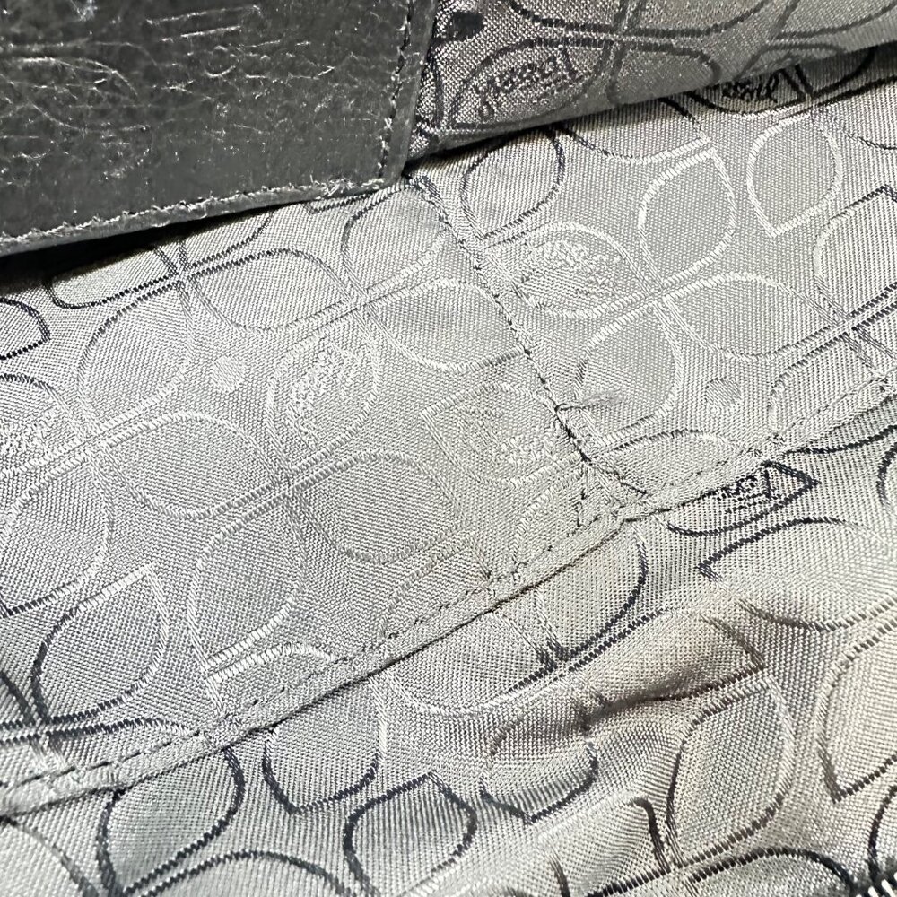 Vintage Fossil Black Pebbled Leather Handbag Satchel Purse - Picture 5 of 15